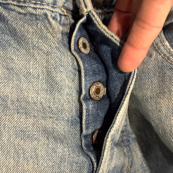 Vtg American Eagle Jeans Mens Size 34x30 Blue Low Rise Boot Button Fly Thrashed - Picture 4 of 9
